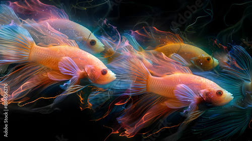 Colorful Fish with Glowing Fins