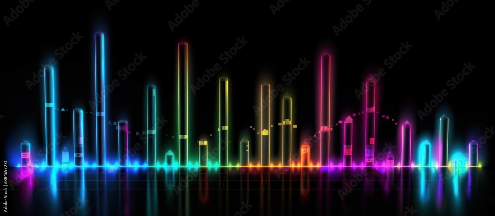 Fototapeta premium Abstract Neon Light Bars on Black Background