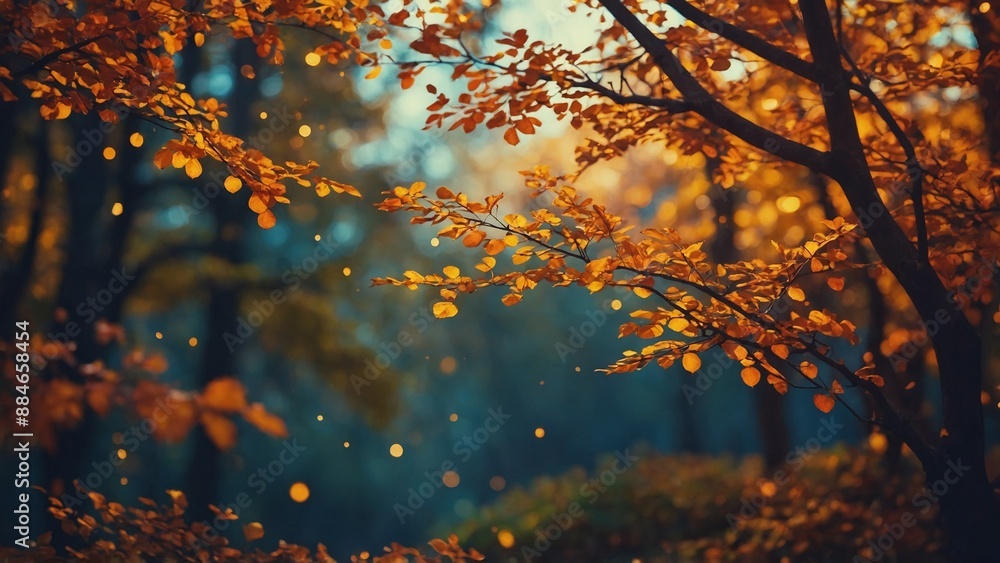 Autumn landscape nature scene with fall tree leaves in autumnal colors Autumn landscape nature scene with fall tree leaves in autumnal colors