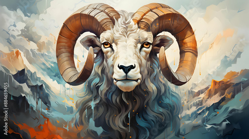 Majestic Ram with Golden Horns