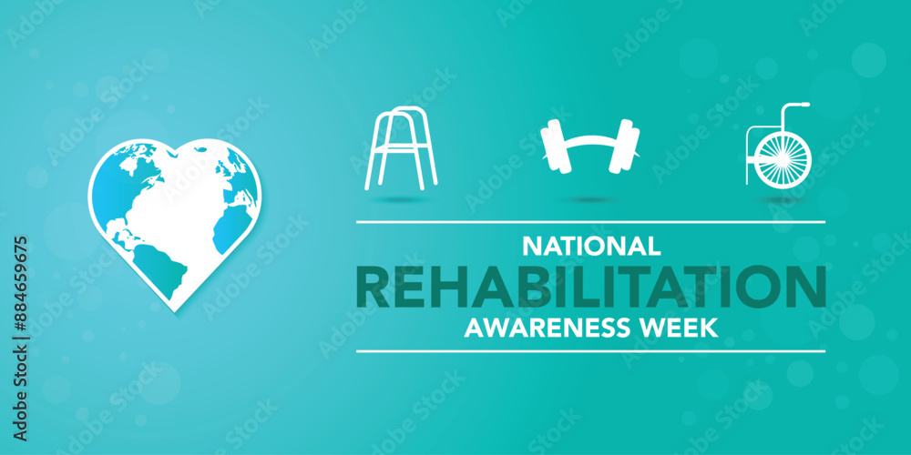 Fototapeta premium National Rehabilitation awareness week is observed every year in September, it is a branch of medicine that aims to enhance and restore functional ability and quality of life. Vector illustration