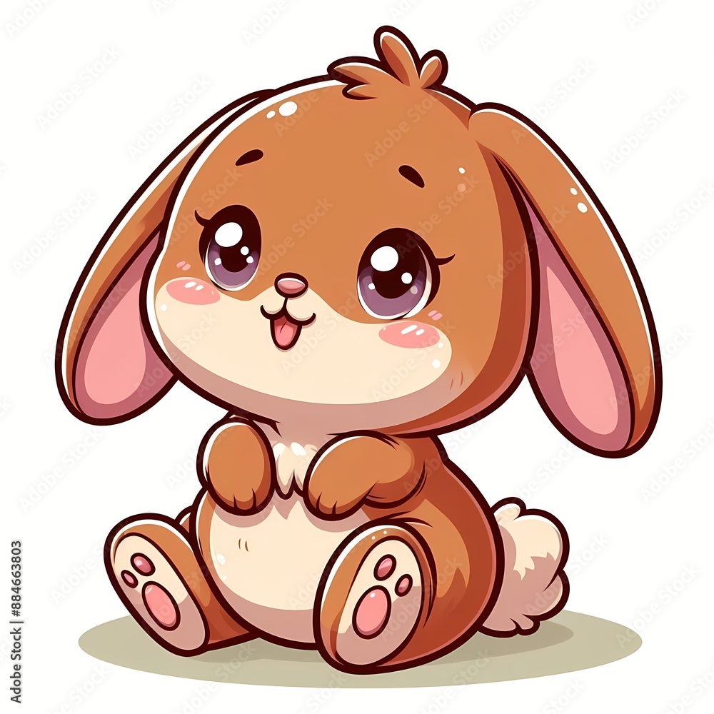 Fototapeta premium cute rabbit cartoon vector icon illustration 