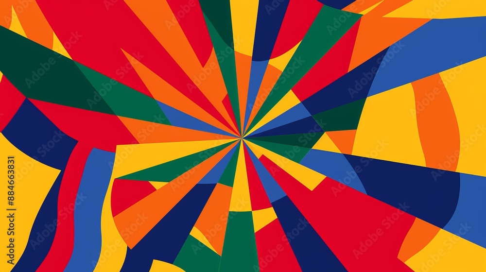 This vibrant abstract image features a colorful radial pattern with diverging lines, creating a dynamic and energetic visual impact, ideal for modern and contemporary designs. This vibrant abstract image features a colorful radial pattern with diverging lines, creating a dynamic and energetic visual impact, ideal for modern and contemporary designs.