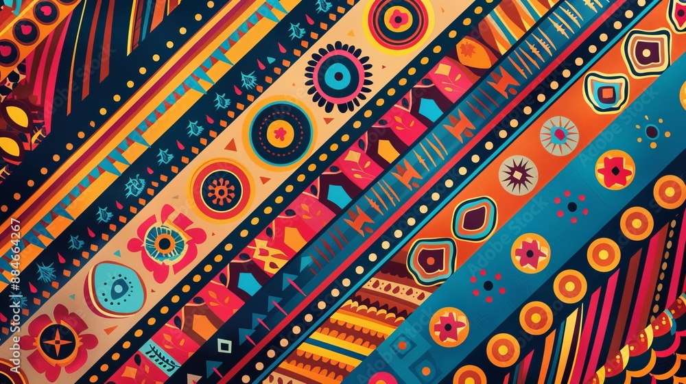 This intricate abstract image features a geometric pattern with vibrant colors and shapes, creating a dynamic, eye-catching design perfect for modern decor and artwork. This intricate abstract image features a geometric pattern with vibrant colors and shapes, creating a dynamic, eye-catching design perfect for modern decor and artwork.