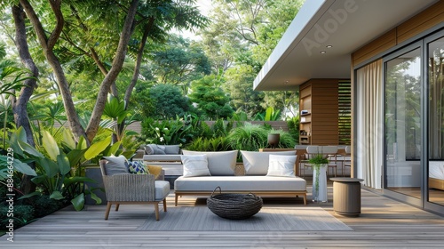 A minimal outdoor space featuring a bird's nest, evoking tranquility and simplicity