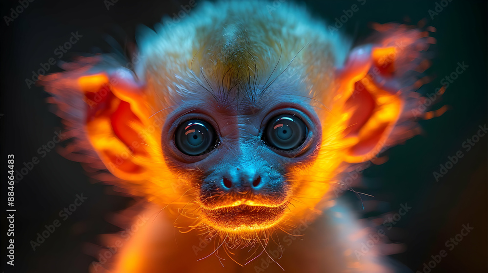 Baby Monkey in Neon Light Baby Monkey in Neon Light