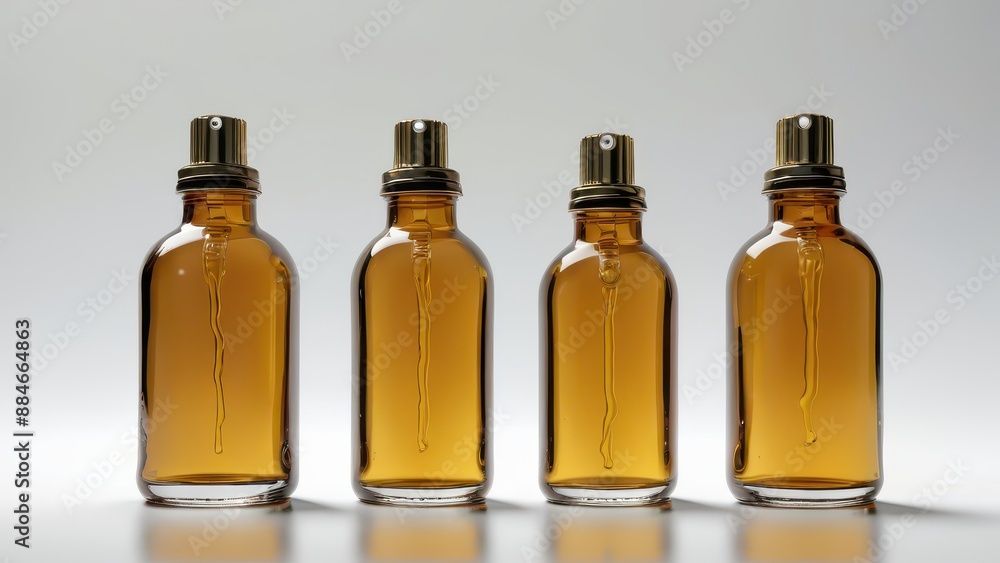 Four Glass Bottles with Droppers. Four Glass Bottles with Droppers.