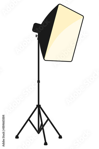 Professional photography lighting with a softbox on a stand for a photography studio in vector