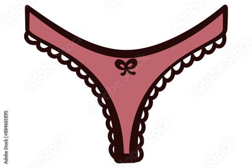 Women's pink thong or G string underwear with a little bow in vector