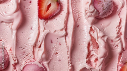 Closeup view texture of tasty strawberry ice cream.