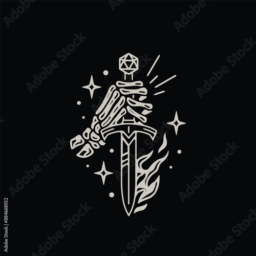 Obraz na płótnie Skeleton hands holding knife with powerful energy w salonie