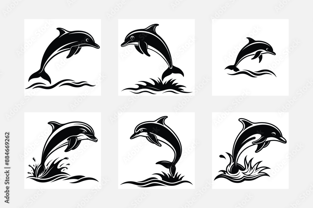 minimal-dolphin-silhouette- vector illustration minimal-dolphin-silhouette- vector illustration