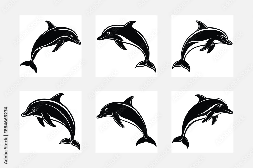 minimal-dolphin-silhouette- vector illustration minimal-dolphin-silhouette- vector illustration