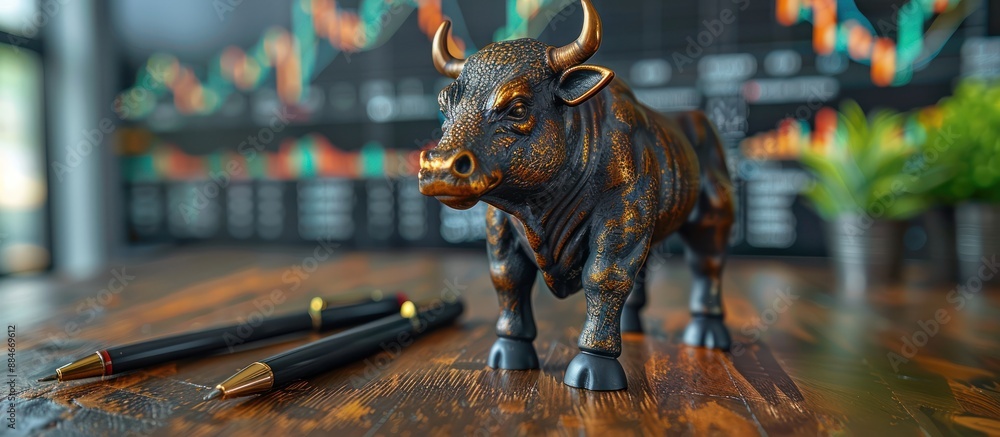 Bullish Market Symbol on a Wooden Desk Bullish Market Symbol on a Wooden Desk