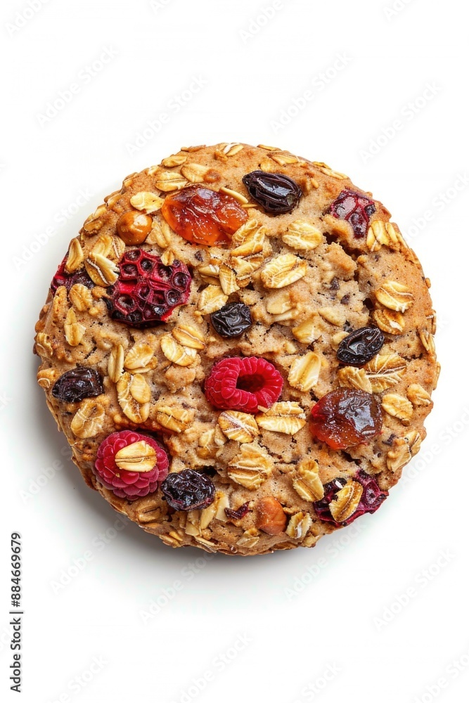 Freshly baked oatmeal cookie filled with raisins and nuts, perfect for snacking or gift-giving Freshly baked oatmeal cookie filled with raisins and nuts, perfect for snacking or gift-giving