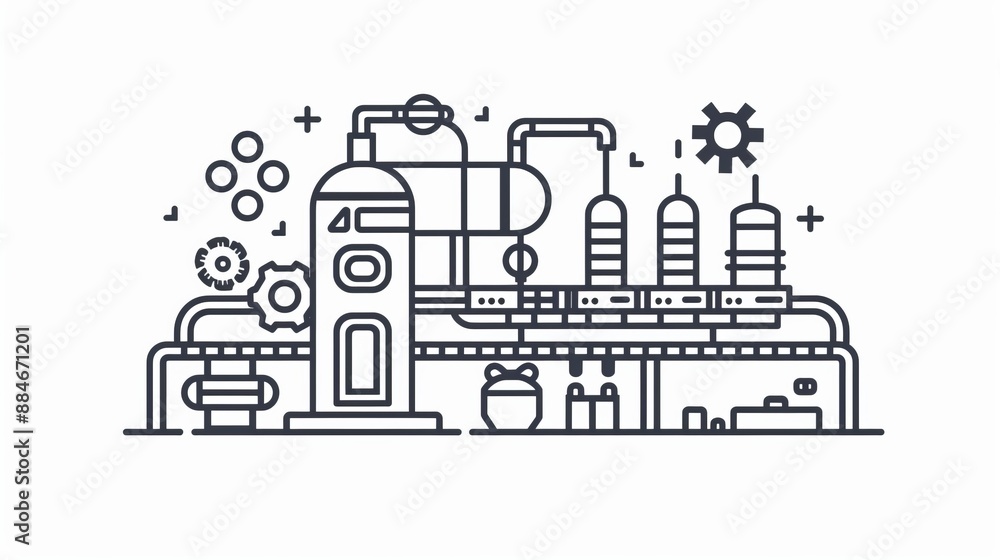 A detailed illustration of industrial machinery, showcasing gears, pipelines, and various mechanical components in a clear and precise style, capturing the essence of industrial work. A detailed illustration of industrial machinery, showcasing gears, pipelines, and various mechanical components in a clear and precise style, capturing the essence of industrial work.