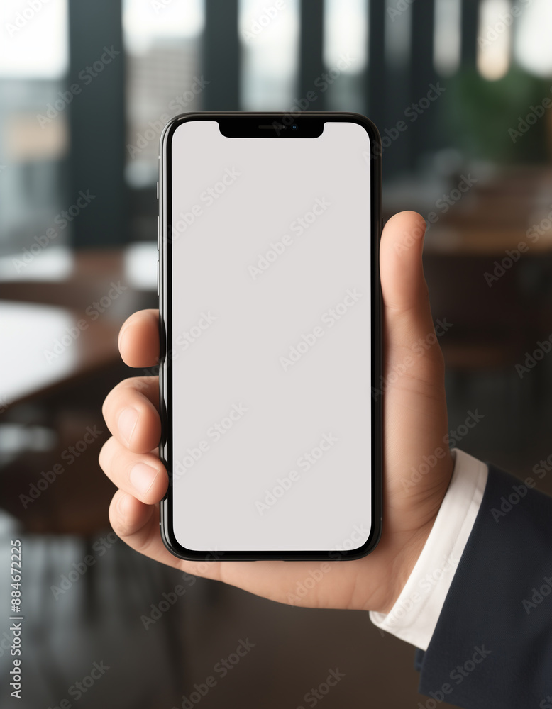Businessman's hand using a smartphone with a blank screen for copy space Businessman's hand using a smartphone with a blank screen for copy space