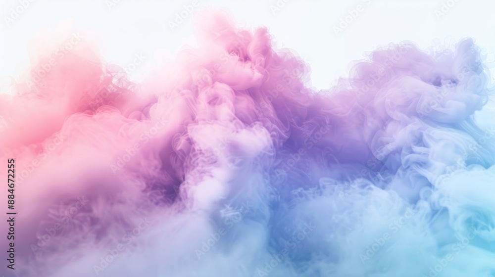 Fototapeta premium Pink party fog. Isolated blue, cyan, purple, light green smoke or thinking clouds. White background 3D effects fog cloud graphics fantasy party smoke art