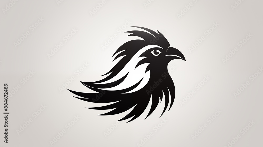 Abstract Black and White Bird Logo with Stylized Design Abstract Black and White Bird Logo with Stylized Design