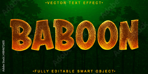Baboon Monkey Wildlife Vector Editable Text Effect Template