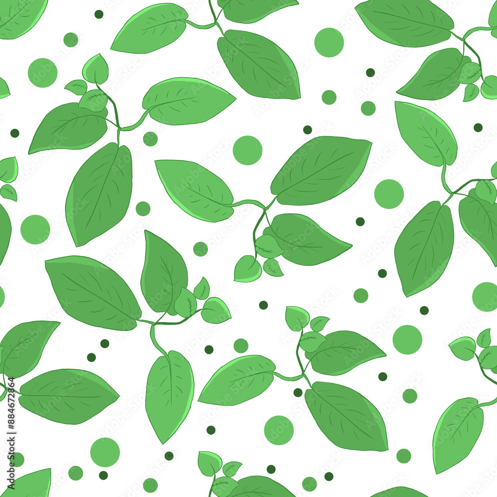 Seamless pattern with plants with large leaves, color illustration Seamless pattern with plants with large leaves, color illustration