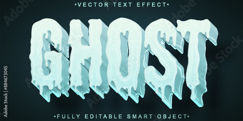 Cartoon Black And White Ghost Vector Fully Editable Smart Object Text Effect