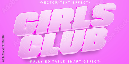 Cute Pink Girls Club Vector Fully Editable Smart Object Text Effect