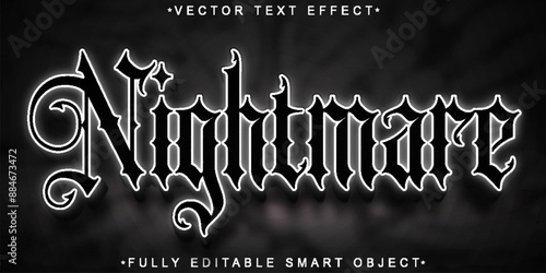 Silver And Black Nightmare Vector Fully Editable Smart Object Text Effect