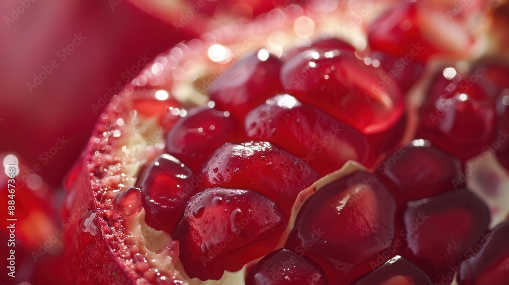 Macro closeup view of fresh juicy pomegranate fruit seed grain Macro closeup view of fresh juicy pomegranate fruit seed grain