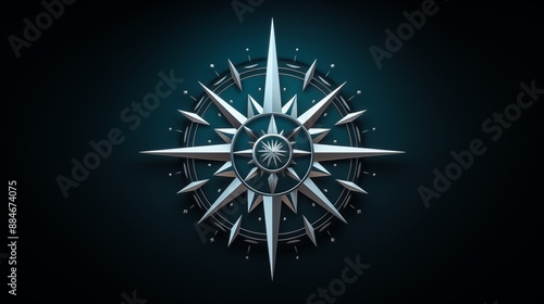 Intricate Compass Rose Symbol with Cardinal and Intercardinal Points photo