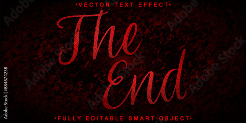 Red The End Cowboy Movie Vector Fully Editable Smart Object Text Effect