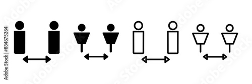 Social distancing icon vector isolated on white background. Keep distance sign. Coronavirus. Social Distancing and Self Quarantine.