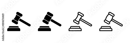 Gavel icon vector isolated on white background. Hammer icon vector. Judge Gavel Auction Icon Vector. Bid