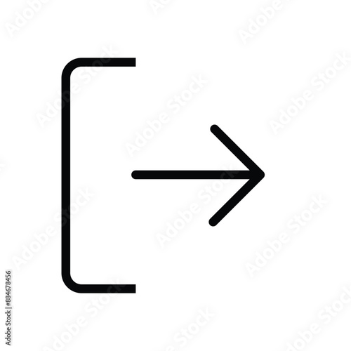 Log Out icon. Right Arrow icon. Simple and pixel perfect stroke vector illustration. Linear symbol and editable stroke. Black flat thin icon on modern outline style. Arrow next circle icon line isolat