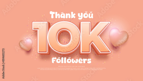 Vector style text effect thank you 10k followers and subscribers template