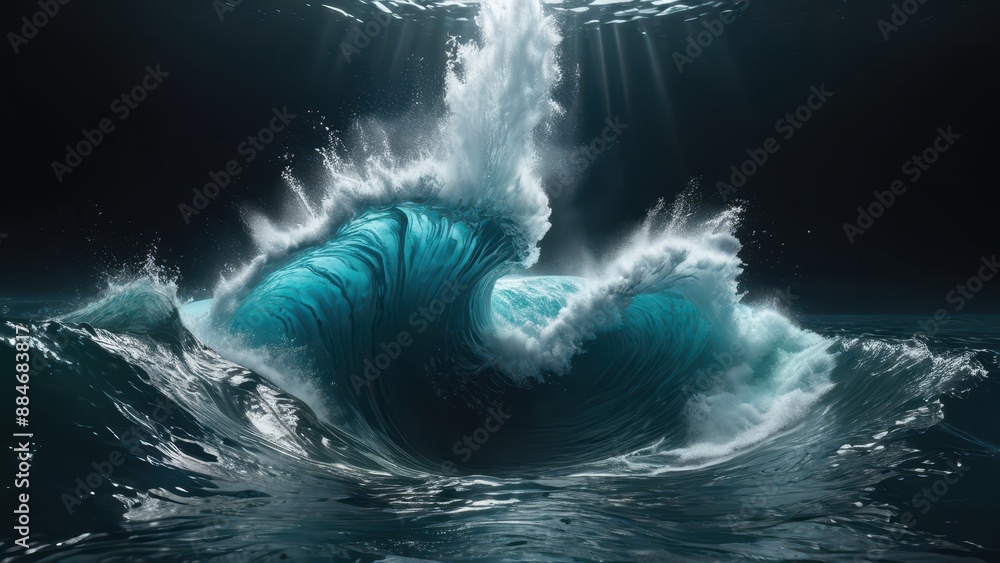 Giant Wave Crashing in the Ocean Stock Illustration | Adobe Stock
