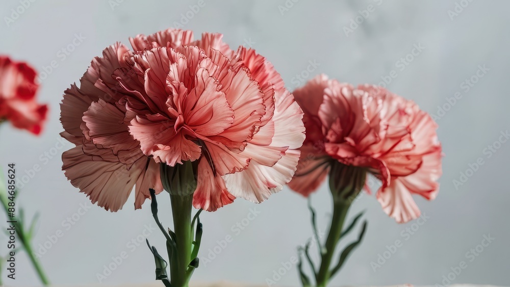 Pink Carnations on Gray Background. Pink Carnations on Gray Background.