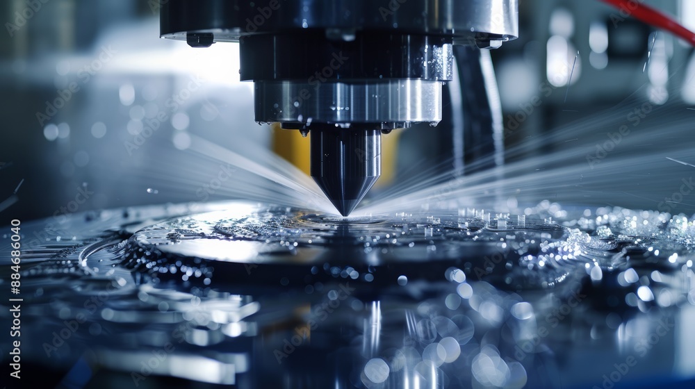 Work of high precision CNC machining center An operator machining an automotive sample part process in a factory. Work of high precision CNC machining center An operator machining an automotive sample part process in a factory.