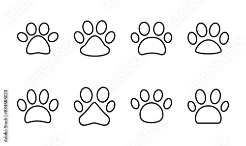 Paw icon set. paw print icon vector. dog or cat paw