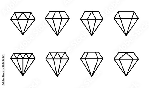 Diamond icon set. diamond gems vector icon.