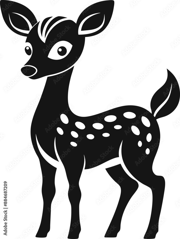 Deer stencil depicts elegant wildlife in black outline. Deer stencil depicts elegant wildlife in black outline.