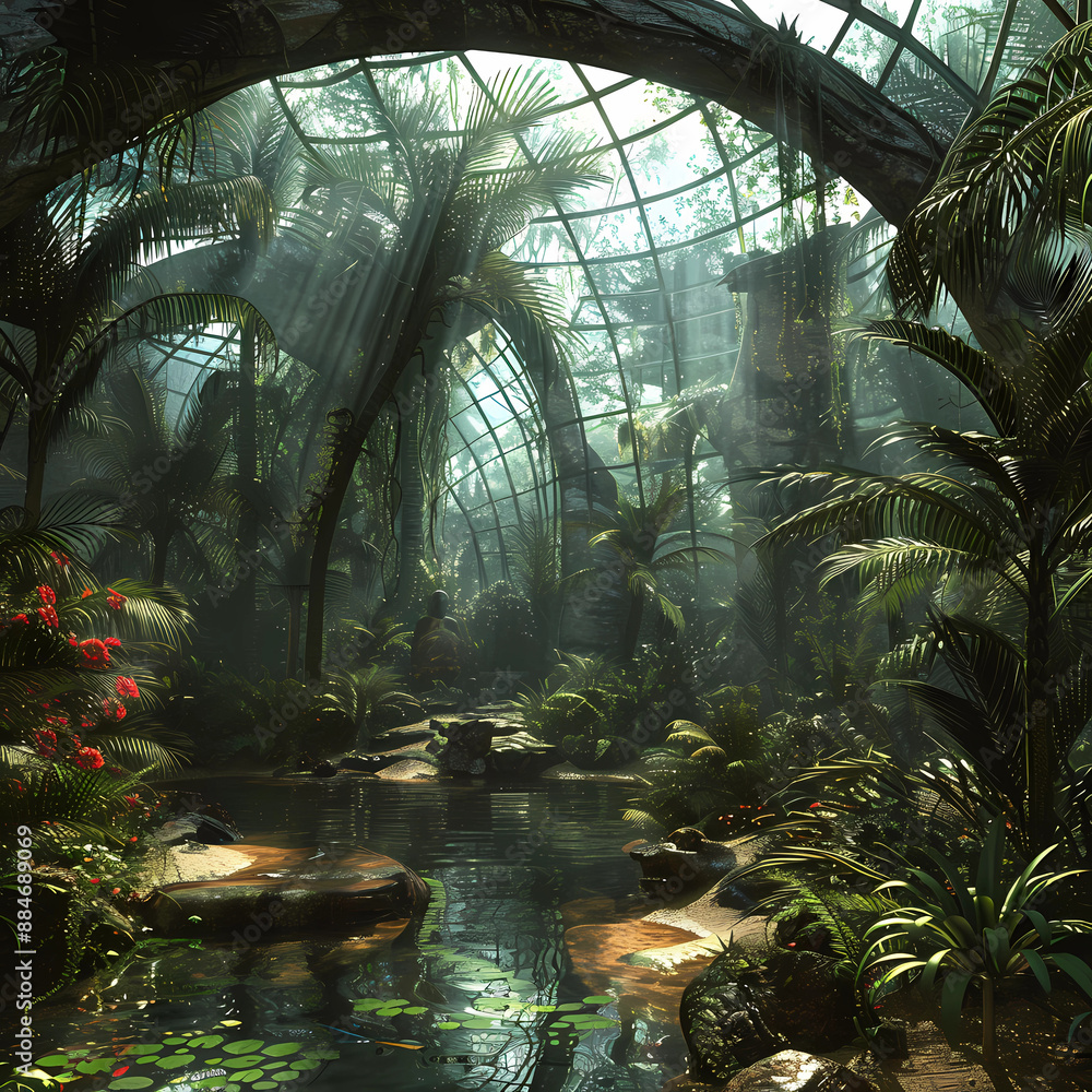 Naklejka premium Explore New Worlds with the Alien Biosphere Simulator in 3D