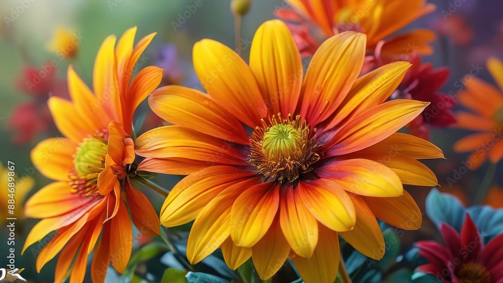 Close-up of Orange and Yellow Flower. Close-up of Orange and Yellow Flower.