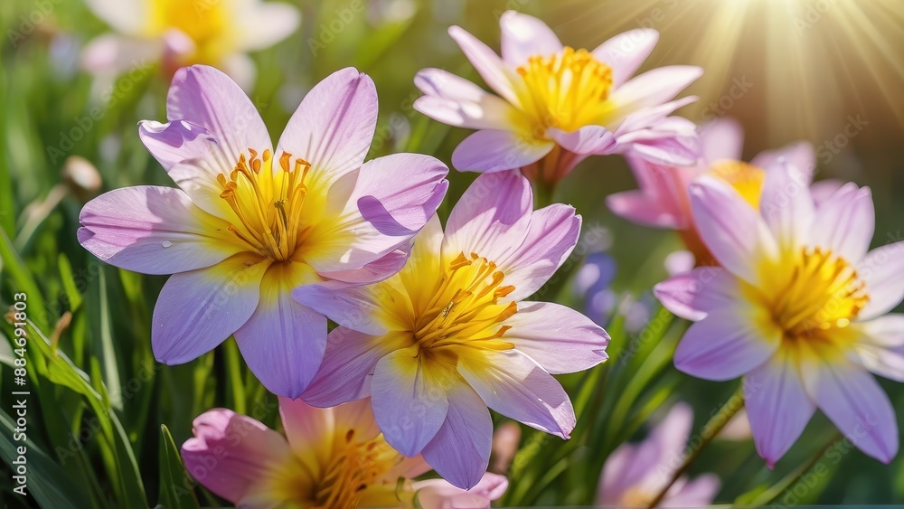 Delicate Pink Flowers in Sunlight. Delicate Pink Flowers in Sunlight.