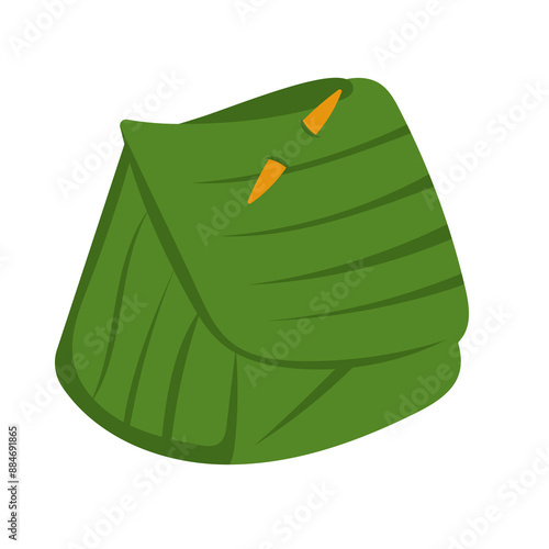 Nasi bungkus daun pisang vector illustration, food wrapped in banana leaves
