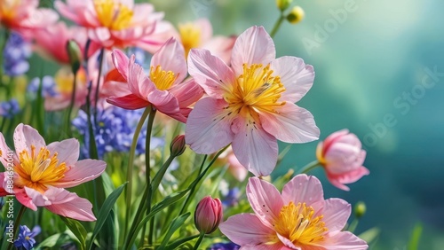 Pink Flowers in a Field