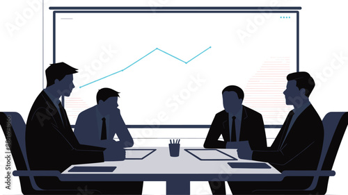 Group of people in business suits sitting at a conference table in an office setting