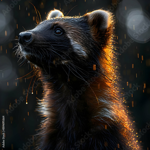 Wolverines in the Rain: A Close-Up photo