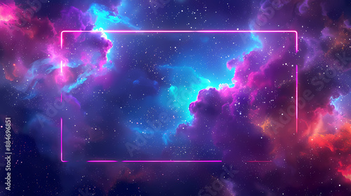 Space and galaxy themed neon frame