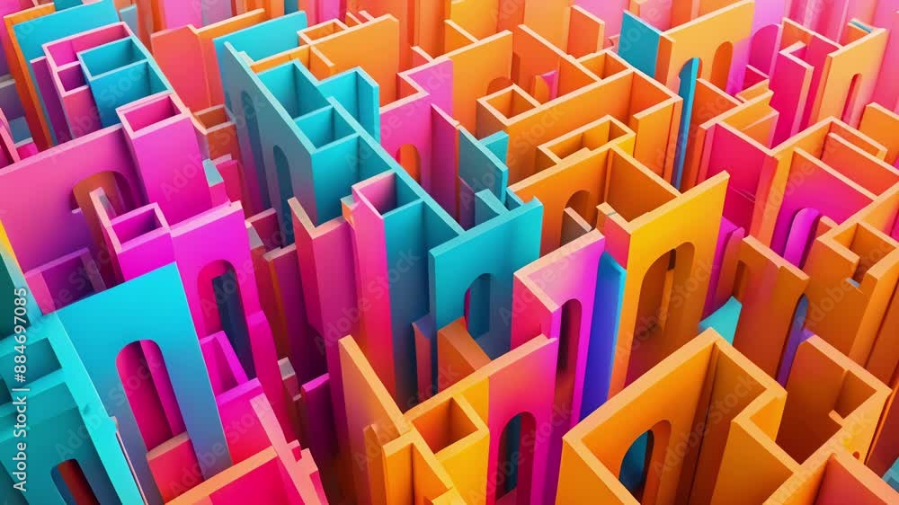 Bold colors and intricate patterns make this abstract maze a visual feast for the eyes. Bold colors and intricate patterns make this abstract maze a visual feast for the eyes.